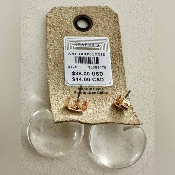 Anthropologie earrings- clear hearts -Very light and comfortable-So cute on NWT - Picture 4 of 7
